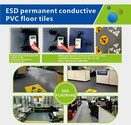 กระเบื้องพื้น ESD ที่นําไฟกัน กระเบื้อง PVC ที่ป้องกันสแตตติก